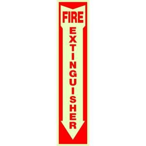 The Hillman Group 4 in. x 18 in. Glow in the Dark Fire Extinguisher Sign 840204