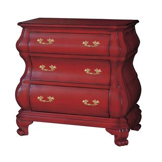 Hand Painted Distressed Red Finish Bombay Accent Chest Coffee, Sofa & End Tables