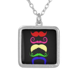 Funny Colorful Mustaches Pink Yellow Blue Green Pendant