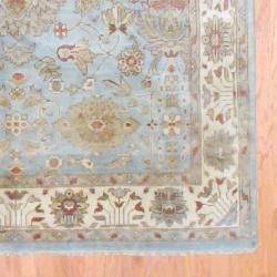 Indo Hand knotted Oushak Light Blue/ Ivory Wool Rug (7'11 x 10'4) 7x9   10x14 Rugs