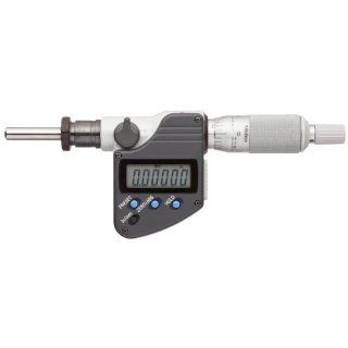 Mitutoyo 350 361 10 Digimatic LCD Micrometer Head, 0 1"/0 25.4mm Range, 0.001mm/0.00005" Graduation, +/ 0.002mm & +/ 0.0001" Accuracy, Ratchet Stop Thimble, Flat Face, IP65, Non Rotating Device, 18mm Bushing