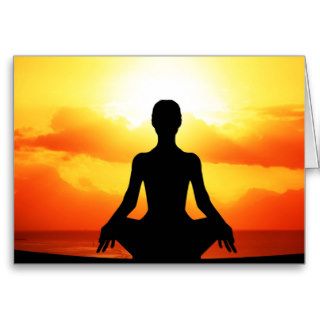 Woman meditation yoga relax cards