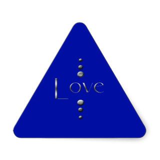 3 Dot Silver Block Love & Blue Background Triangle Sticker