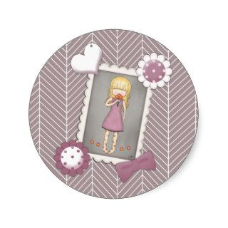 Cute and Whimsical Young Girl with Flowers Sticker