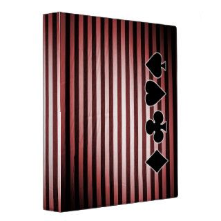 Fat Black & Red Stripes & Card Suits 3 Ring Binders