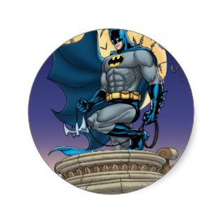 Batman Scenes   Moon Side View Round Stickers