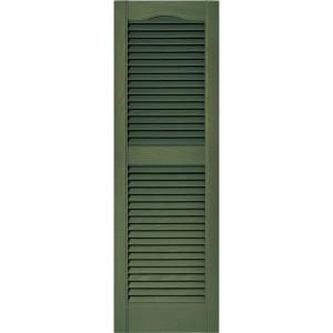 Builders Edge 15 in. x 48 in. Louvered Shutters Pair in #283 Moss 010140048283