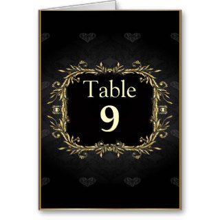 Elegant Gold black Regal Wedding Table Number Greeting Cards