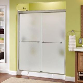 Delta Panache 59 3/8 in. x 70 in. Sliding Bypass Shower Door in Brushed Nickel with Frameless Pebbled Glass 159229