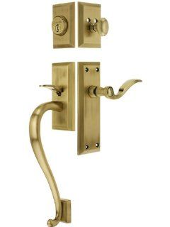 Fifth Avenue Entry Lock Set In Antique Brass Finish With Eden Prairie Knob And 2 3/8" Backset. Door Set.   Doorknobs  