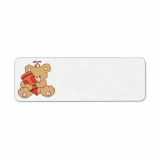 cute little teddy bear with red crayon custom return address labels
