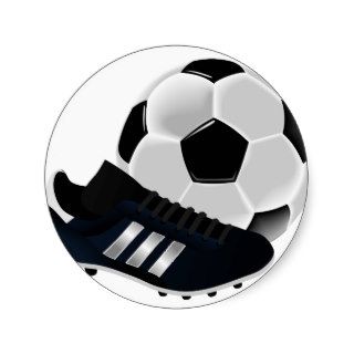 Soccer Ball and Shoe Round Sticker