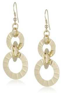 1AR by UnoAerre 18KT Gold Plated Interlinked Textured Drop Earrings Jewelry