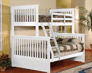 White Wood Twin Over Full Size Convertible Bunk Bed Home & Kitchen