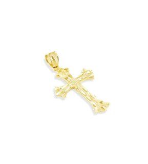 Polished 14k Yellow Gold Diamond Cut Holy Cross Pendant Jewelry