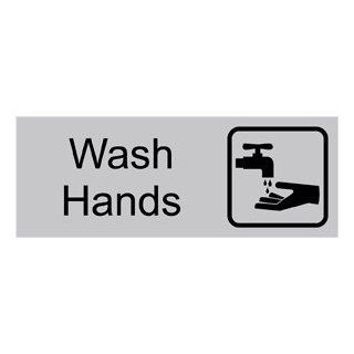 Wash Hands With Symbol Engraved Sign EGRE 371 SYM BLKonSLVR Wash Hands  Business And Store Signs 