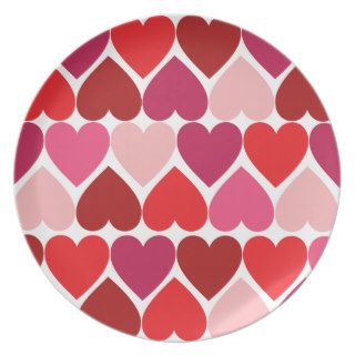 Bold Modern Valentine Hearts Red Pink Party Plates