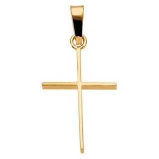 Clevereve's 14K Yellow Gold 17.00X12.00 mm Cross Pendant Pendant Necklaces Jewelry