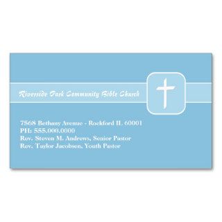 Christian Church Ministry Blue Emblem with Cross Business Cards
