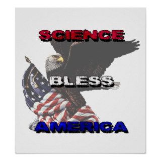Science Bless America American Flag And Bald Eagle Poster