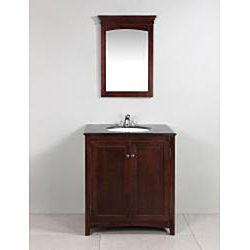 Windsor 22 x 30 Walnut Brown Bath Vanity Decor Mirror WyndenHall Vanity & Bathroom Mirrors