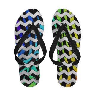 Zebra Black and Rainbow Print Flip Flops