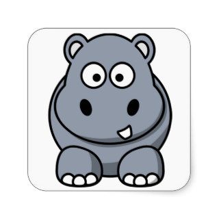Cute Funny Hippo Square Stickers