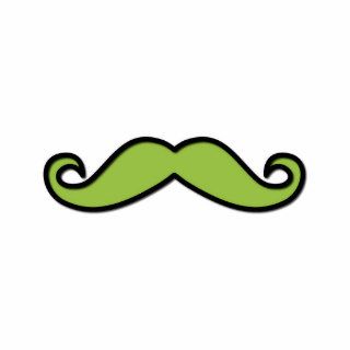 Curly Handlear Moustache   Black, Green Cut Out