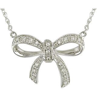 Miadora 10k White Gold Diamond Accent Bow Necklace Miadora Diamond Necklaces
