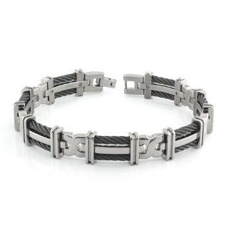 Edward Mirell Cable Squared Double Black Titanium Cable Link Bracelet Jewelry
