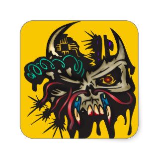 Cyber Skull With Horns Sticker