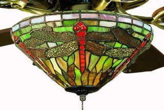 Sun Dragonfly Tiffany Stained Glass Ceiling Fan 52 Inches Width    