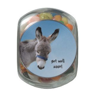 cute donkey get well soon glass candy jars