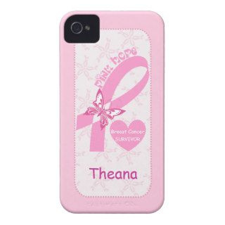 Pink Ribbon Breast cancer survivor pink custom Case Mate iPhone 4 Case
