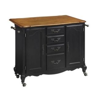 Home Styles French Countryside Oak and Rubbed Black Wooden Drop Leaf Kitchen Work Center 5519 95