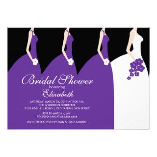 Purple Bride Bridesmaids Bridal Shower Invitation