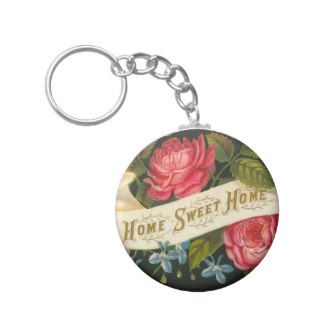 Victorian Home Sweet Home Roses Key Chain