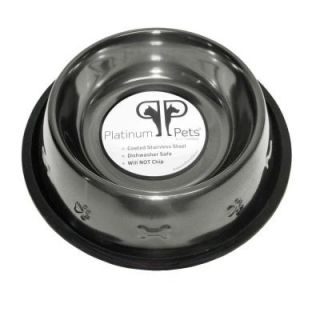 Platinum Pets 4 Cup Stainless Steel Embossed Non Tip Dog Bowl in Chrome EB32BCH