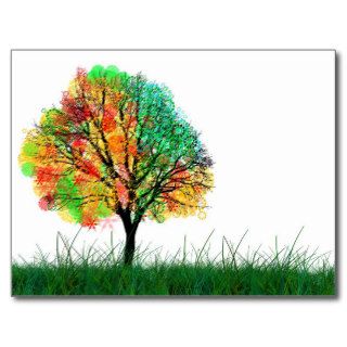 Colorful Fantasy Tree Illustration Postcard