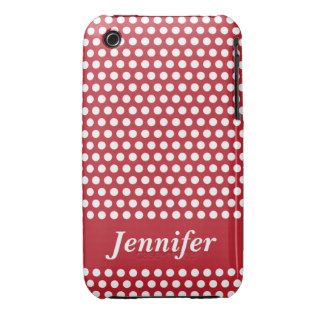 Custom girls red white polka dots iphone case iPhone 3 Case Mate case