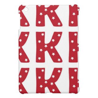 Letter K   White Stars on Dark Red iPad Mini Cover