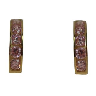 10k Gold Pink Cubic Zirconia Hoop Earrings Children's Earrings