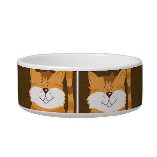 Orange Cats Customized Pet Cat Food Bowl   Brown