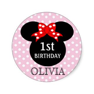 Personalized Cute Baby Girl's 1st Birthday Sticker