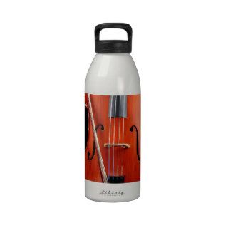 Classic cello on black water bottles