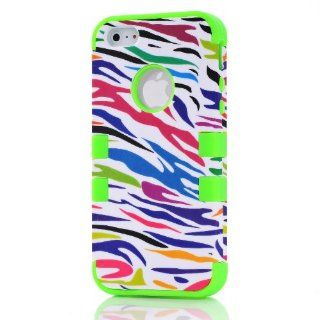 The coast of Hawaii TM Hard Hybrid 3IN1 Case Cover Zebra pattern Silicone case for Apple iPhone 5 5G + Front and Back Screen Protector Cell Phones & Accessories