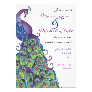 Peacock Theme Wedding Invitation Invite Blue