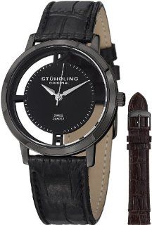 Stuhrling Original Men's 388G2.SET.04 Winchester Cathedral Black Ion Plated Stainless Steel Watch with Additional Leather Strap at  Men's Watch store.