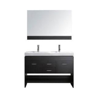 Virtu USA Gloria 48 in. Double Basin Vanity in Espresso with Porcelain Vanity Top in White and Mirror MD 423 C ES