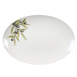 Excellant Sage Melamine Collection 18 1/2 by 11.625 Inch Oval Platter Heavy Weight, Embossed Olive Kitchen & Dining